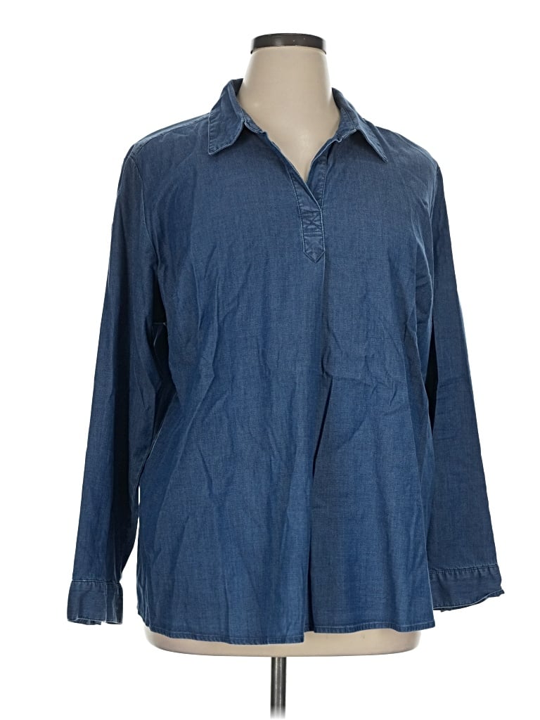 Pre-owned D&co. 3/4 Sleeve Button Down Shirt In Blue