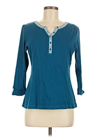 Karen Scott Long Sleeve Henley (view 1)