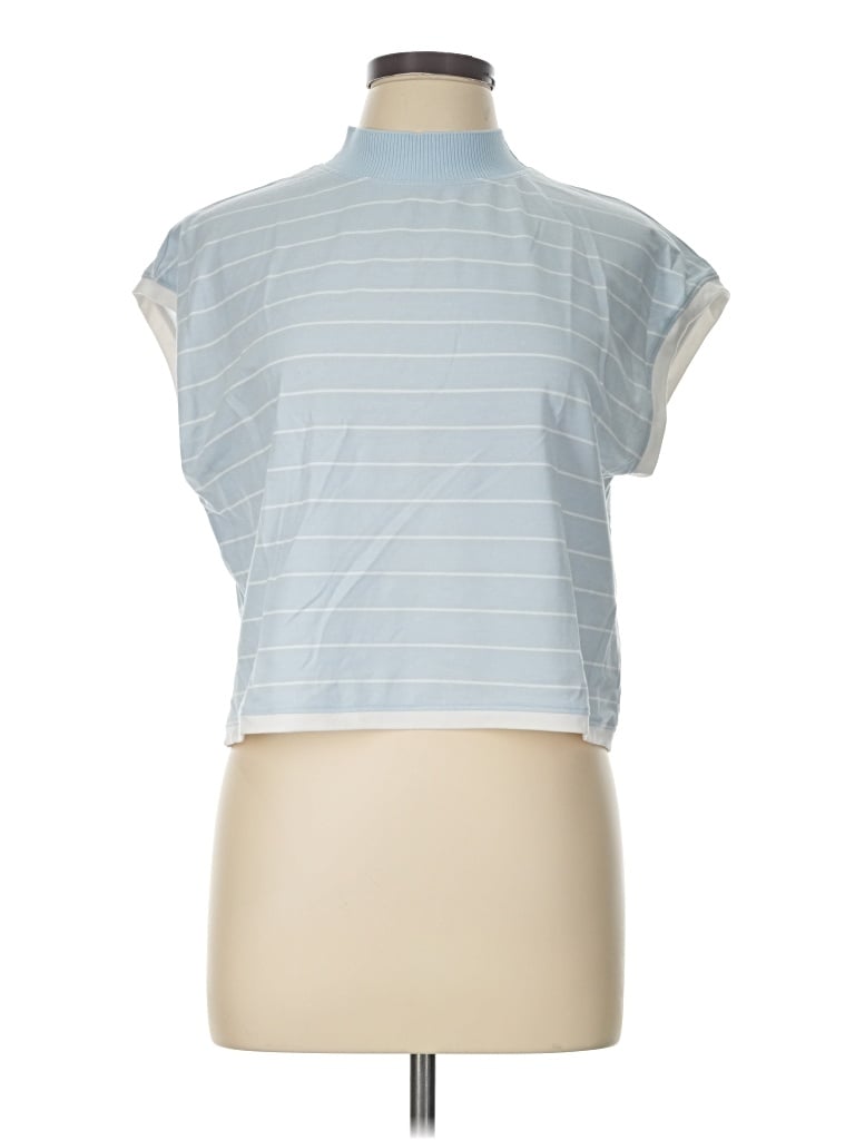 Pre-owned Calia Short Sleeve Top Blue High Neck Tops