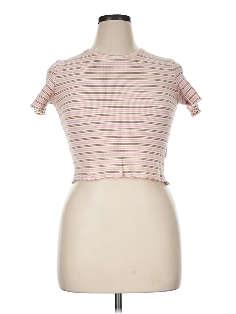 Pre-owned Pull & Bear Short Sleeve Turtleneck In Pink