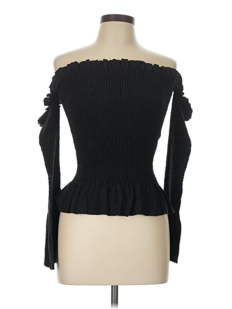 Pre-owned Endless Rose Long Sleeve Top Black Off The Shoulder Neckline Tops