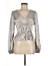 Do & Be 100% Polyester Metallic Silver Long Sleeve Blouse Size M - photo 1