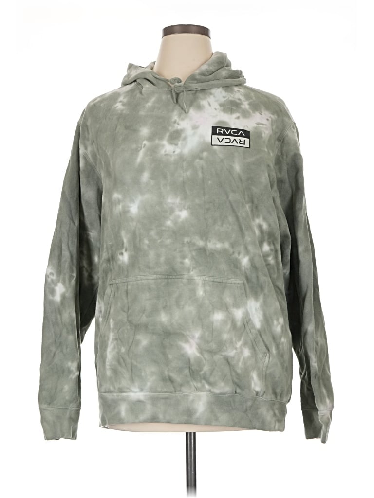 Pre-owned Rvca Pullover Hoodie In Green