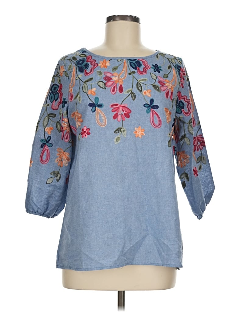 Pre-owned Kindred 3/4 Sleeve Blouse In Blue