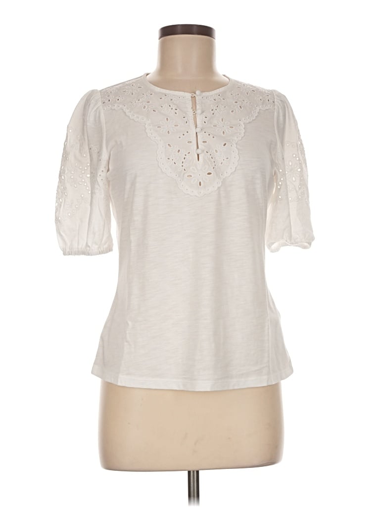 Pre-owned Boden Short Sleeve Blouse In Ivory