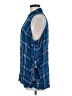Express 100% Rayon Plaid Blue Sleeveless Button-Down Shirt Size M - photo 5