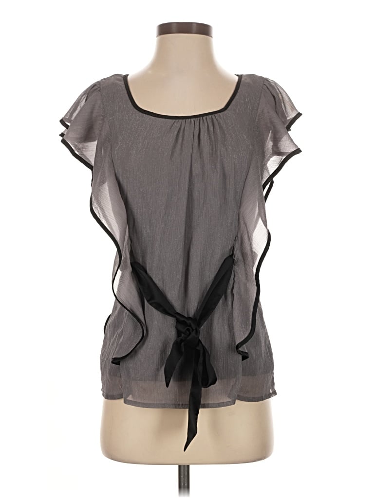 Pre-owned Iz Byer Short Sleeve Blouse In Gray