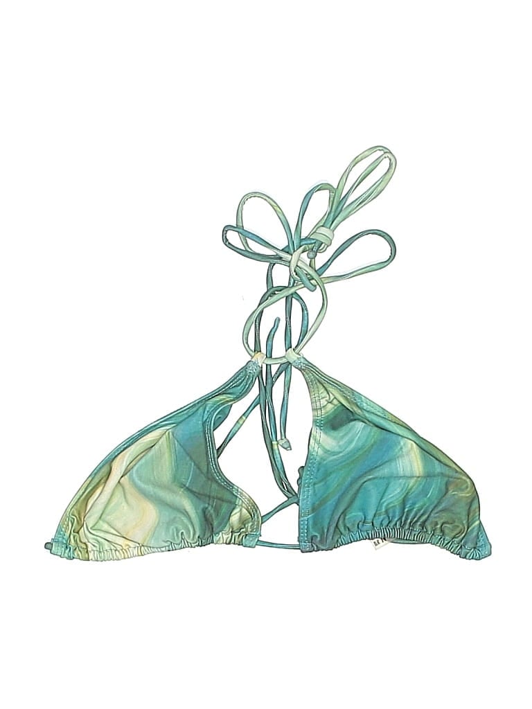 Pre-owned Jade Swim Swimsuit Top Green Tropical Pattern Swimwear