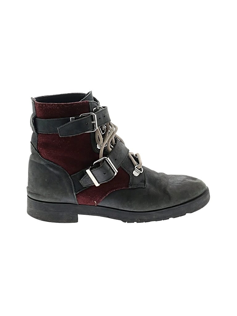 Pre-owned Free People Ankle Boots In Burgundy