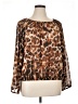 Calvin Klein Animal Print Brown Long Sleeve Blouse Size XL - photo 1