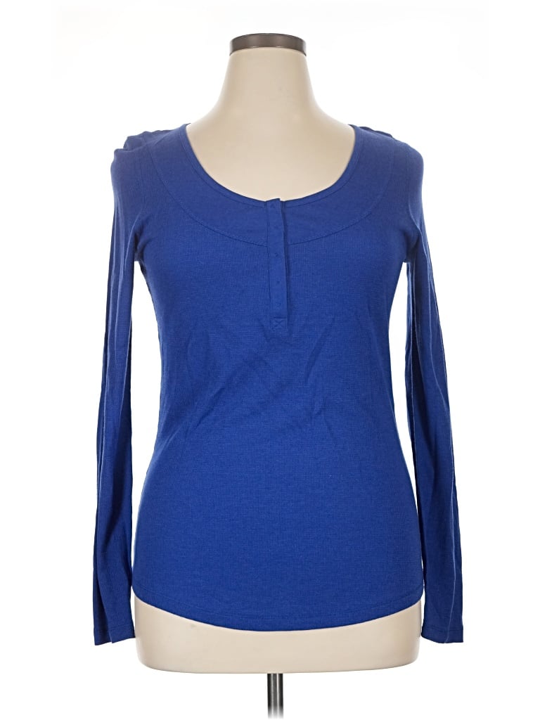 Pre-owned Lucy Long Sleeve Top Blue Scoop Neck Tops