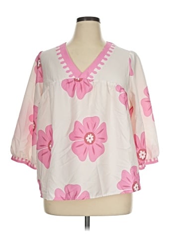 Shein Curve 3/4 Sleeve Blouse (view 1)