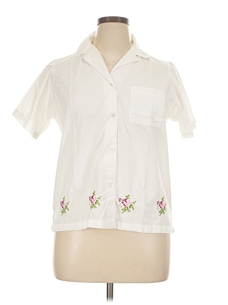 Pre-owned Laura Ashley Short Sleeve Blouse In White