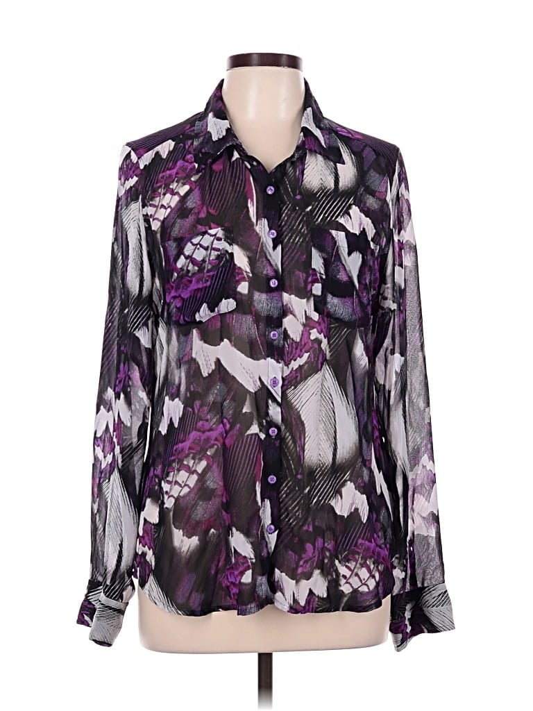 Pre-owned Guess Long Sleeve Blouse In Purple