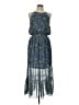 Max Studio 100% Polyester Paisley Floral Blue Teal Casual Dress Size L - photo 1