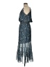 Max Studio 100% Polyester Paisley Floral Blue Teal Casual Dress Size L - photo 5