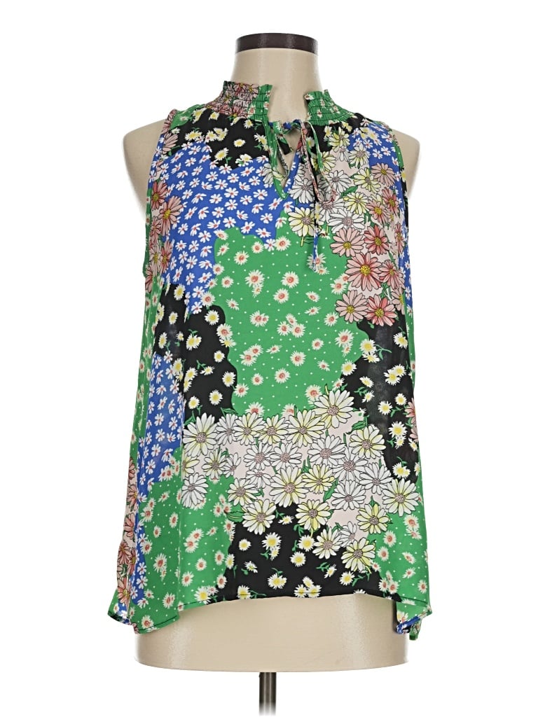 Pre-owned Chenault Sleeveless Blouse In Green