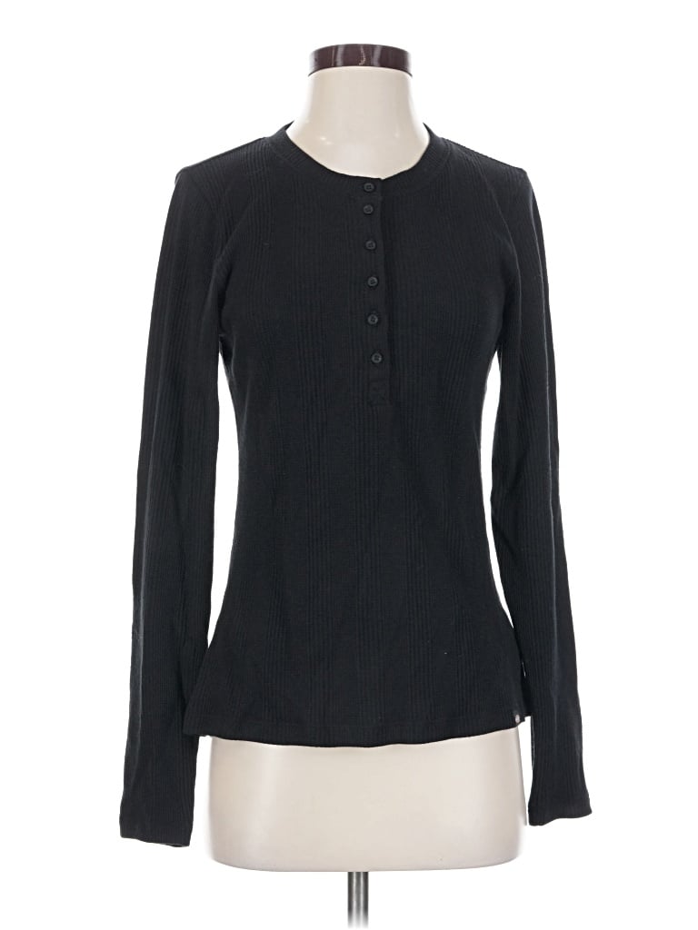 Pre-owned Dickies Long Sleeve Henley Shirt In Black