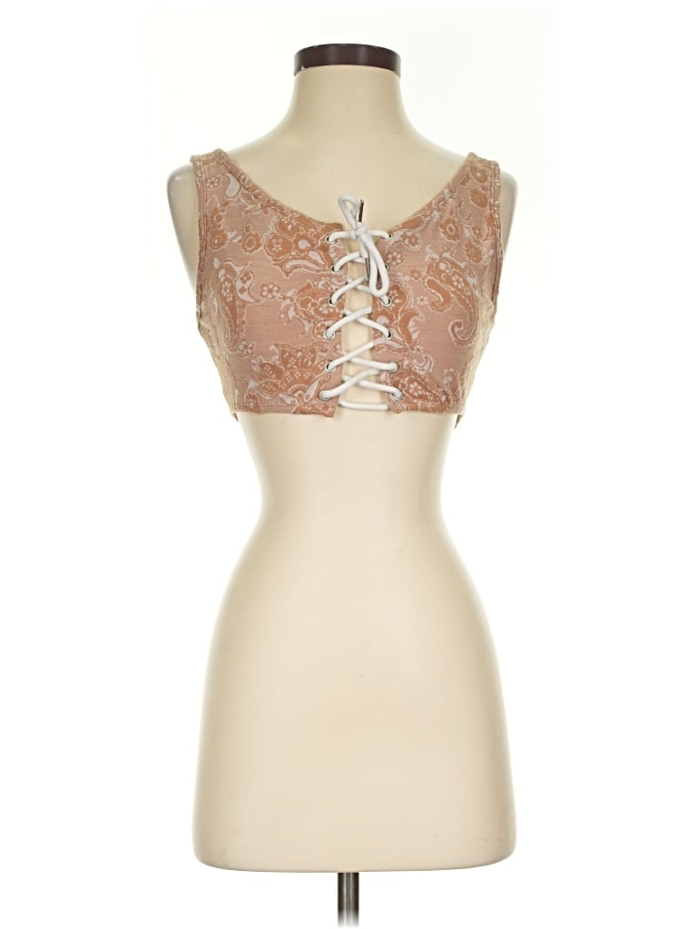 Pre-owned Cider Tank Top Brown Strapless Neckline Tops