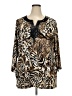 JM Collection Animal Print Brown 3/4 Sleeve Blouse Size 3X - photo 1