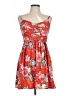 Roxy 100% Polyester Floral Red Casual Dress Size L - photo 1