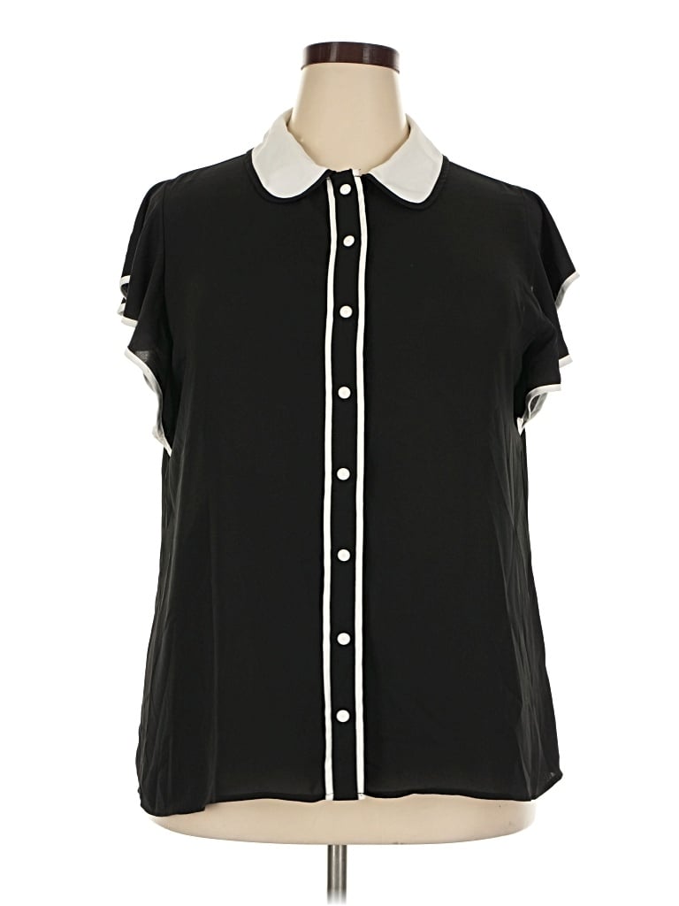 Pre-owned Cato Short Sleeve Blouse In Black