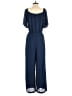 DAILYLOOK 100% Polyester Solid Blue Jumpsuit Size M - photo 2