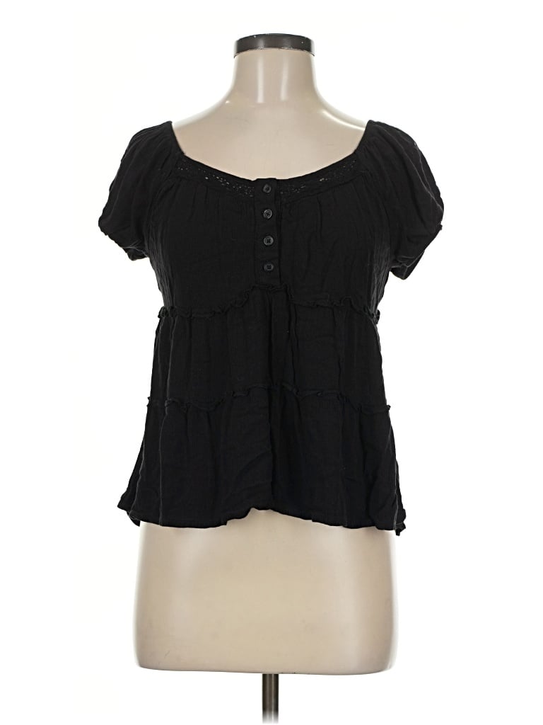 Pre-owned No Boundaries Short Sleeve Blouse In Black