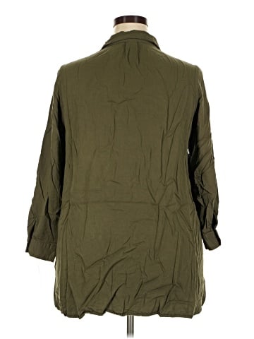 Just Fab 3/4 Sleeve Button-Down Shirt (view 2)