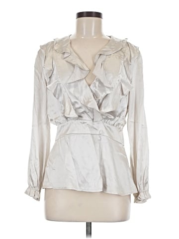 Bob Mackie Long Sleeve Silk Top (view 1)