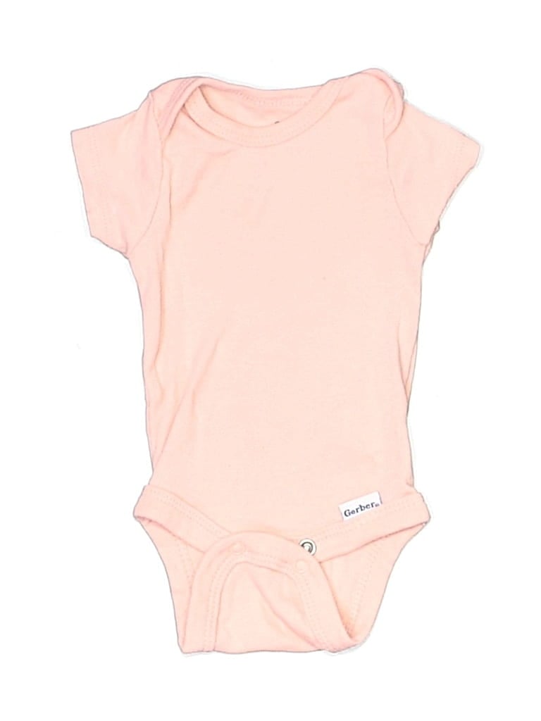 Pre-owned Gerber Babies' Short Sleeve Onesie In Pink