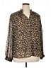 St. John's Bay 100% Polyester Animal Print Brown Long Sleeve Blouse Size 1X - photo 1