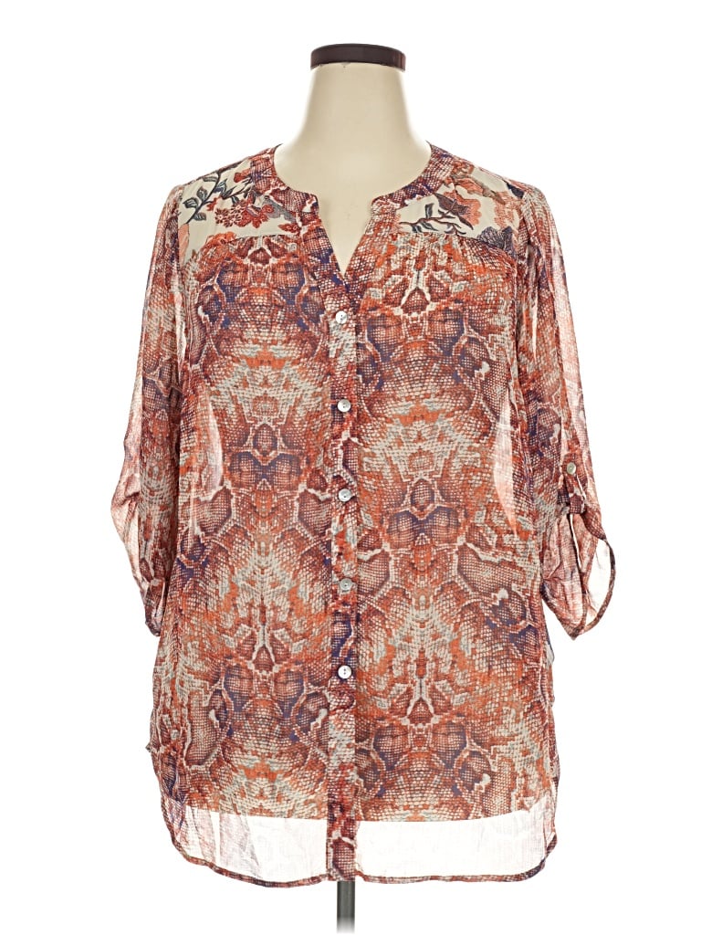 Pre-owned Fig And Flower 3/4 Sleeve Blouse In Orange