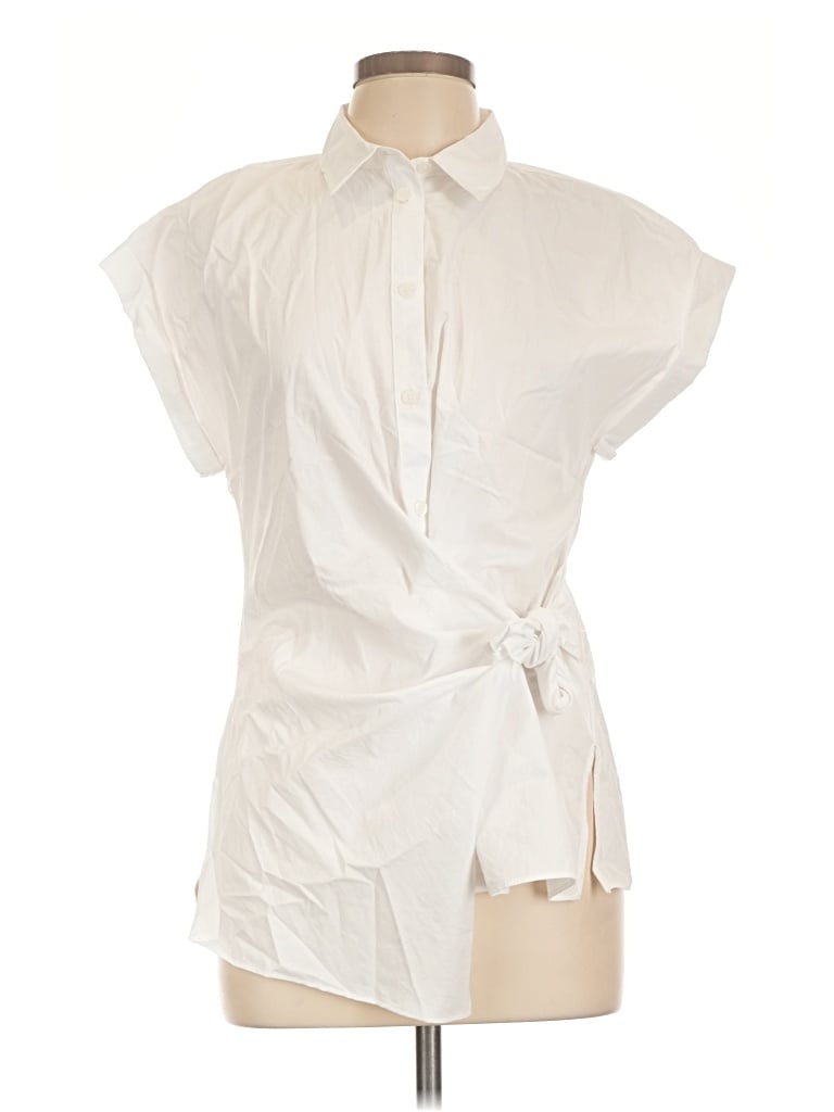 Pre-owned Zara Short Sleeve Blouse In White