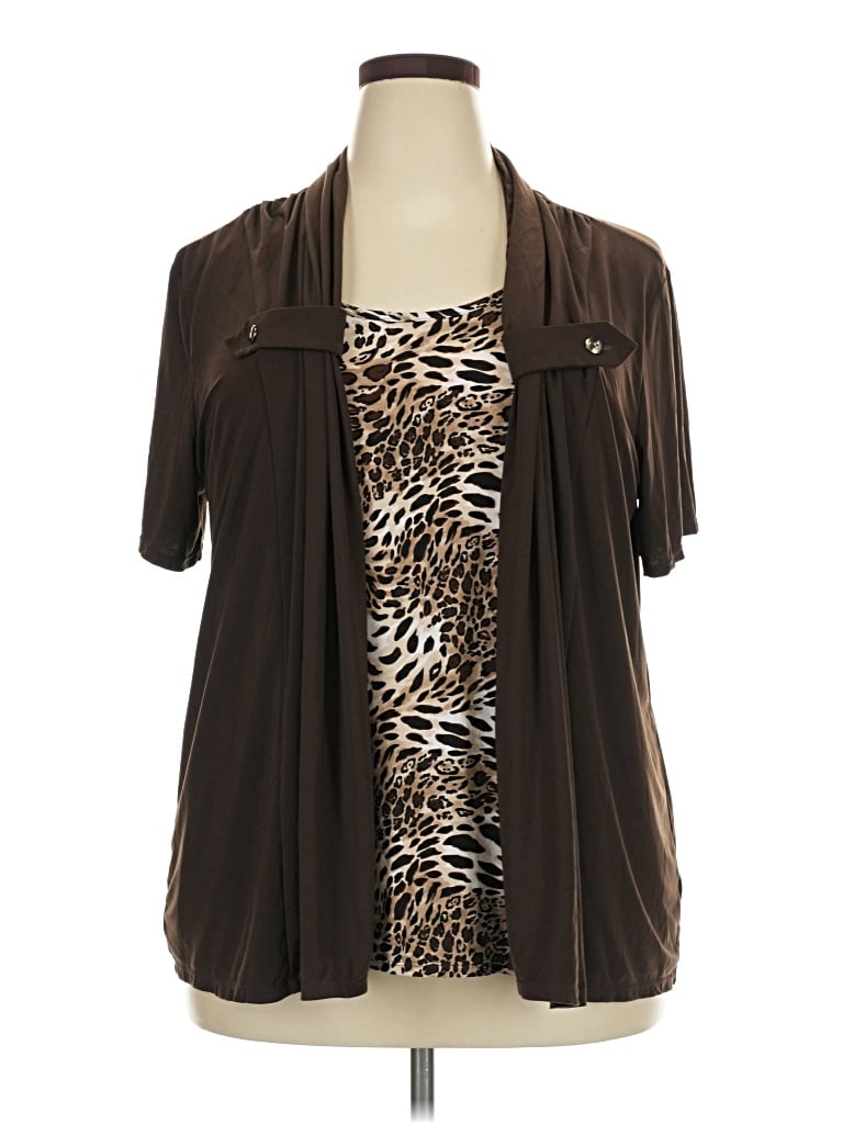 Pre-owned Elementz Short Sleeve Blouse In Brown
