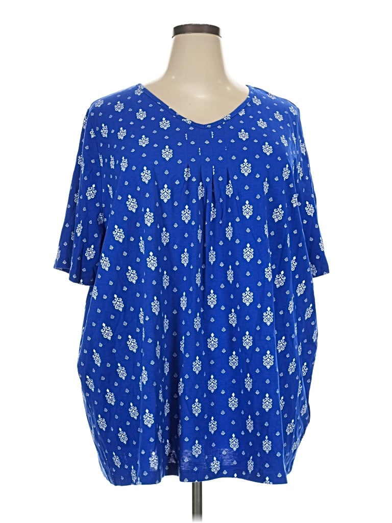 Pre-owned Ulla Popken Short Sleeve Henley Shirt In Blue