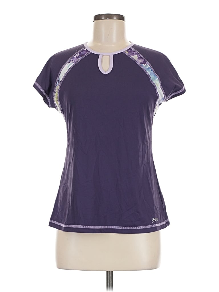 Pre-owned Sofibella Short Sleeve Top Purple Keyhole Neckline Tops