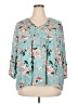 Fun2Fun 100% Rayon Floral Teal 3/4 Sleeve Blouse Size 2X - photo 1