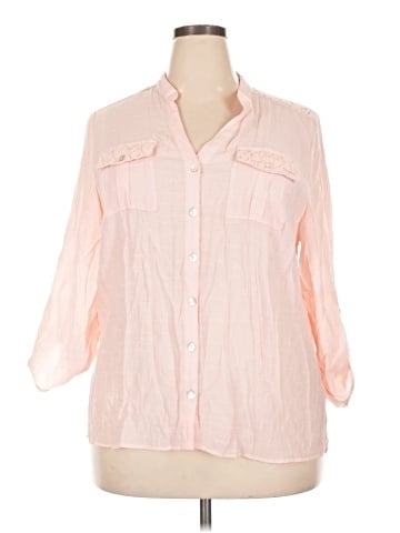 NY Collection 3/4 Sleeve Button-Down Shirt (view 1)