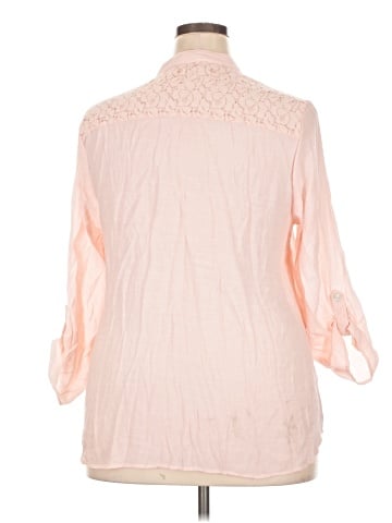NY Collection 3/4 Sleeve Button-Down Shirt (view 2)