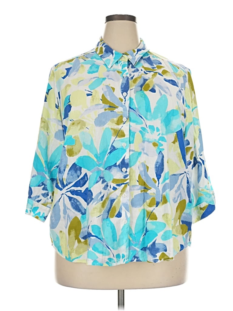 Pre-owned Cathy Daniels Short Sleeve Blouse In Blue