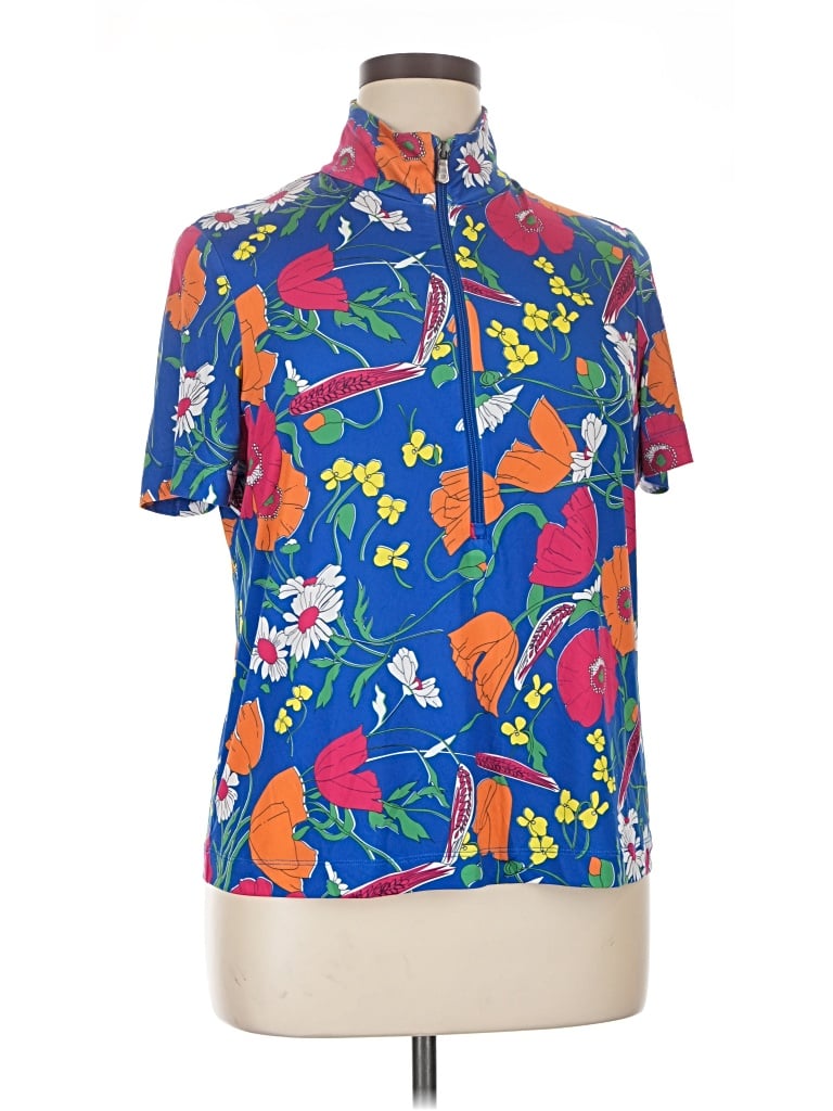 Pre-owned Anatomie Short Sleeve Turtleneck In Blue