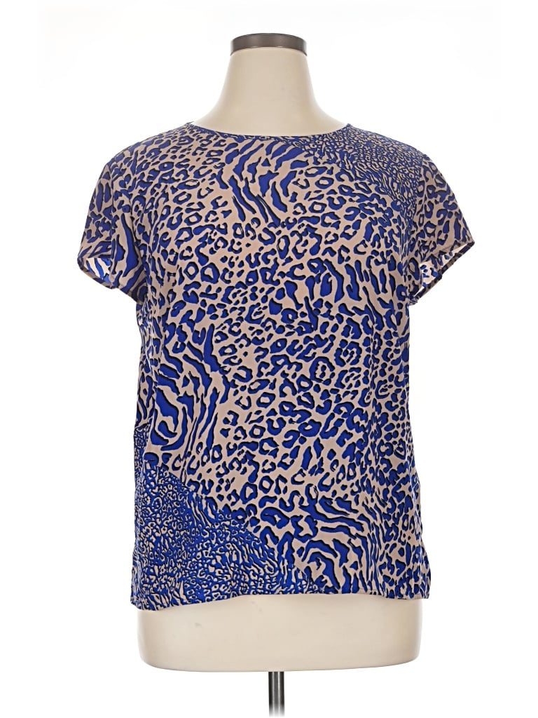 Pre-owned Dana Buchman Short Sleeve Blouse In Blue
