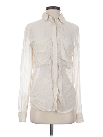 T by Alexander Wang Long Sleeve Silk Top (view 1)