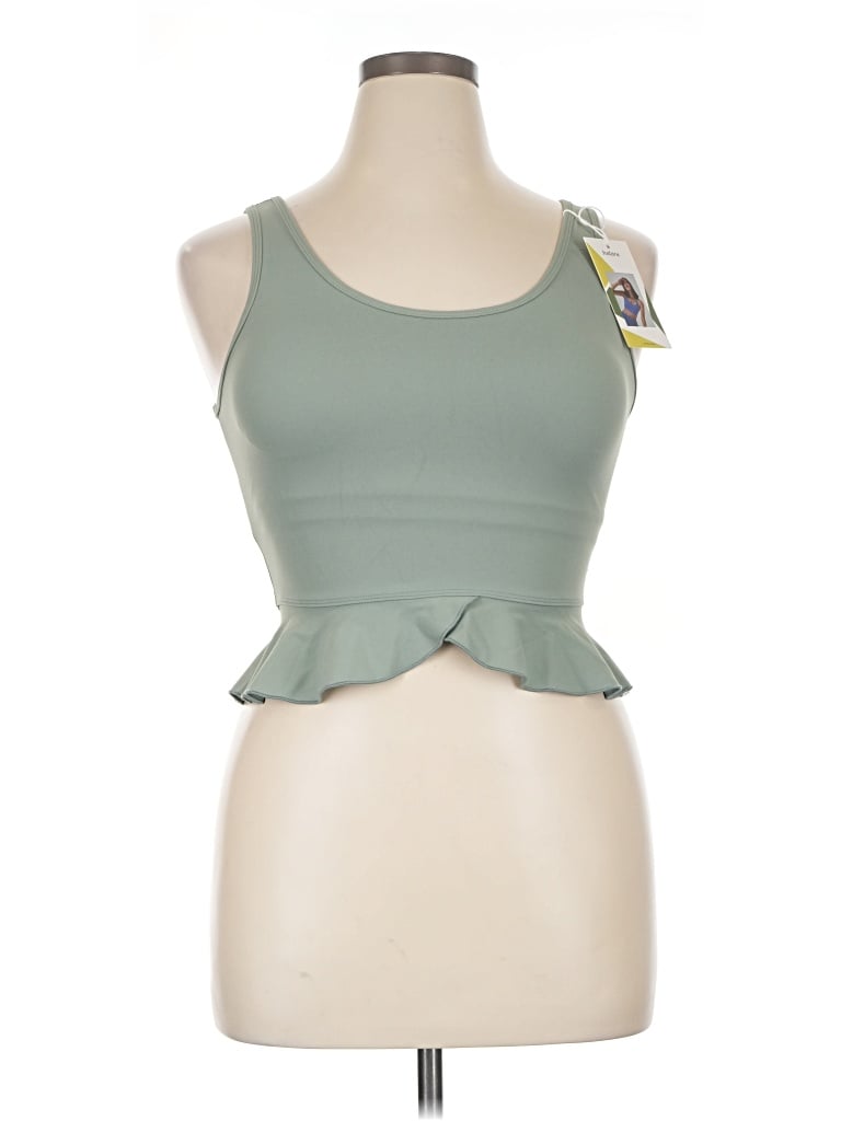Pre-owned Halara Tank Top Green Halter Neckline Tops