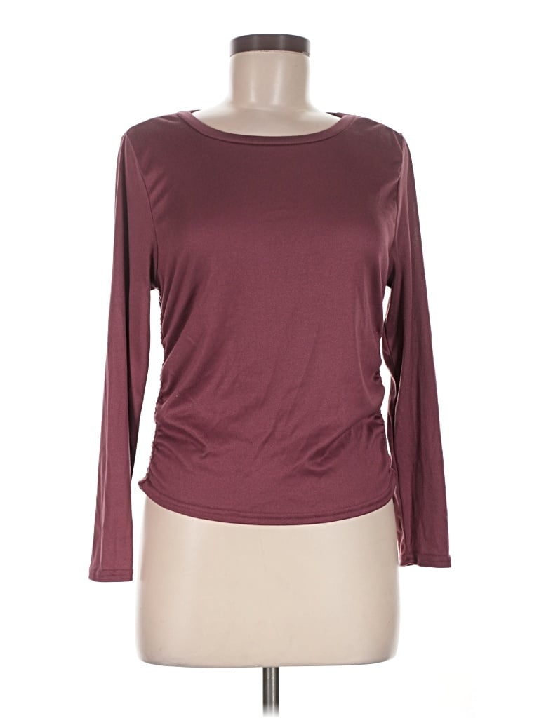 Pre-owned Just Be ... 3/4 Sleeve T-shirt In Burgundy