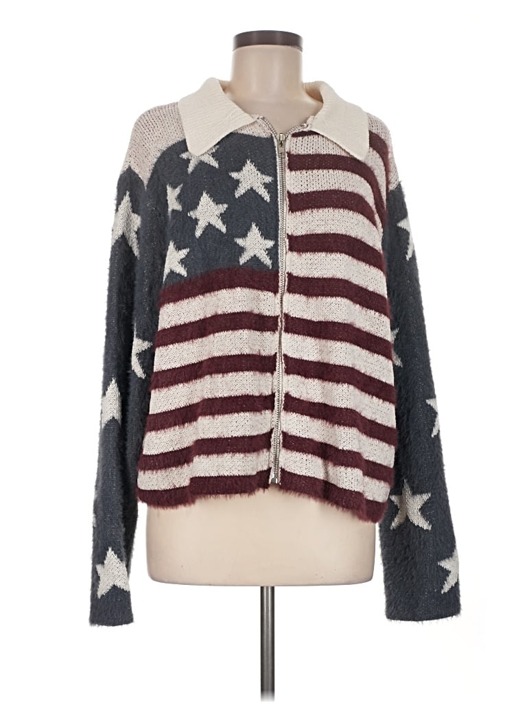 Pre-owned Pol Cardigan Sweater In Silver