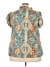 Emery Rose 100% Polyester Paisley Teal Short Sleeve Blouse Size 4X - photo 2