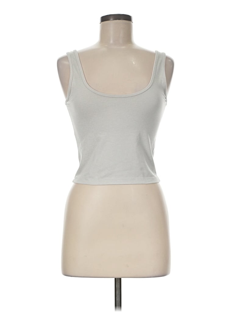 Pre-owned Vuori Tank Top Silver Strapless Neckline Tops