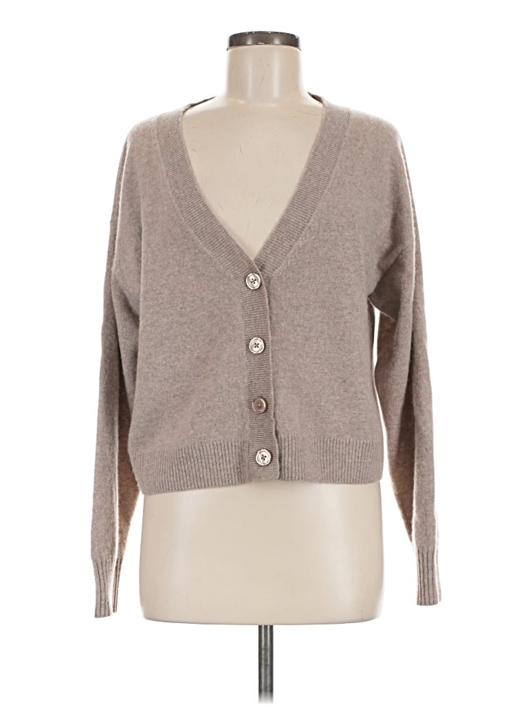 Pre-owned Aqua Cashmere Cardigan Sweater In Tan